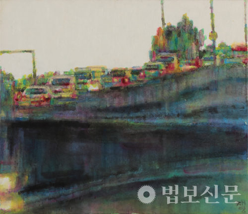 민재영 作 ‘고가도로’, 한지에 수묵채색, 45.5×53cm, 2016년.