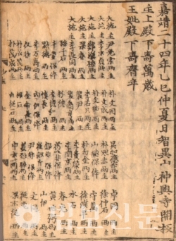 조선시대 간행된 '법화경'에 나오는 시주자 명단.