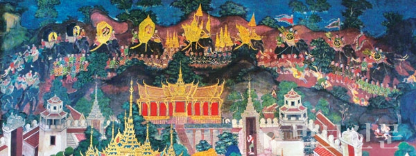 태국 방콕 불교사원 웻산타라자타카(Vessantarajātaka)에서 산자야왕의 군대.
