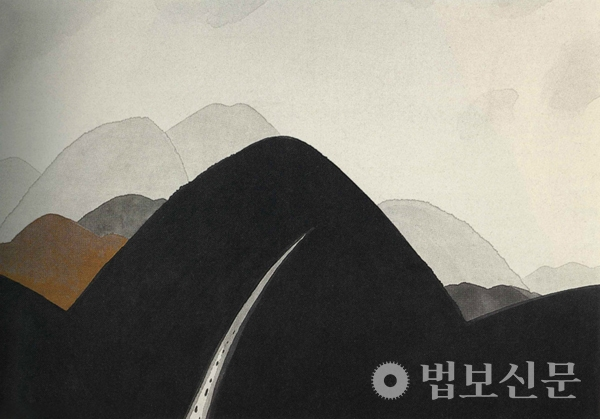 ‘산과 계곡’, 한지 위에 수묵, 160×130cm, 1980년대.