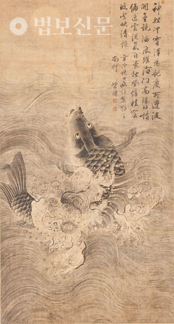 약리도(躍鯉圖) 116.5 x 62.5cm 조선시대,  국립민속박물관 소장
