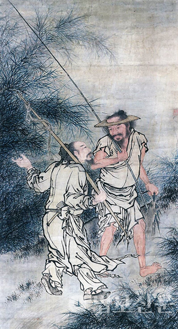 이명욱 作 ‘어초문답도’, 173×94cm, 17세기, 간송미술관 소장.