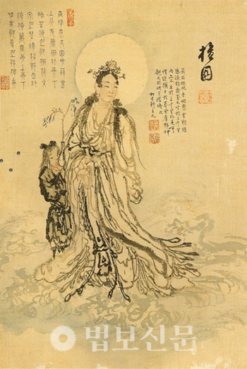 김홍도 作 ‘남해관음도’, 비단에 담채, 20.6×30.6cm, 간송미술관.