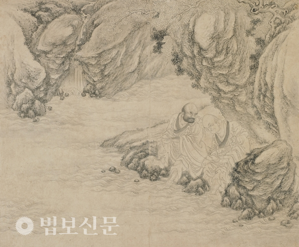 작가 미상 ‘산중나한도’, 27.8×33.4㎝, 종이에 먹, 중국 18세기, Freer Gallery of Art.