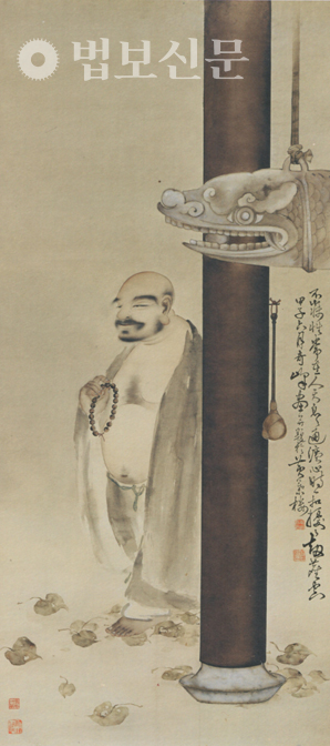 고기봉 作 ‘목어가승’, 종이에 채색, 177.0×80.0㎝, 1924년, 挹翠山堂 소장.