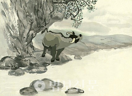 테웨이 감독의 피리 부는 목동‘은 중국 초창기 애니메이션으로 수묵화와 산수화 등 중국 기법을 활용한 불교영화다. 사진은 ‘피리 부는 목동’ 스틸컷.<br>