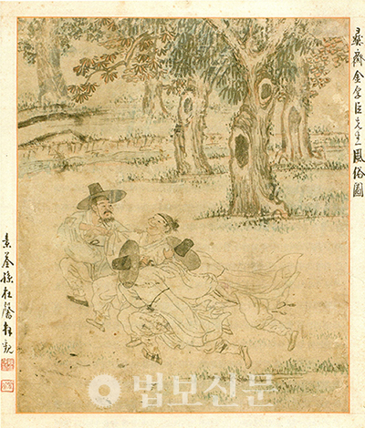 김후신 作 ‘대쾌도(大快圖)’, 지본담채, 33.7×28.2㎝. 간송미술관.