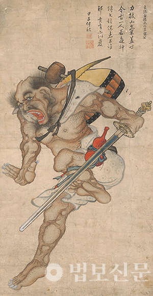 김덕성 作 ‘뇌공도’, 종이에 채색, 136×70㎝. 18세기 후반. 국립중앙박물관.