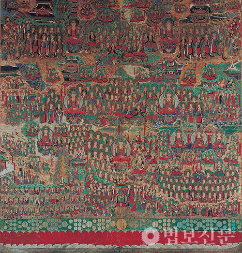 송광사 성보박물관 소장 ‘화엄경변상도’(국보), 1770년, 281×255㎝.문화재청 제공