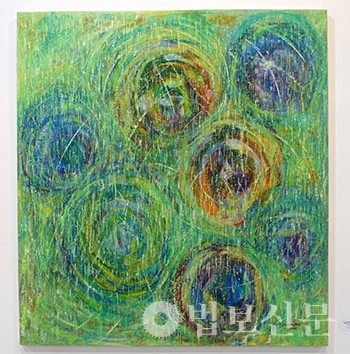 김순남, ‘윤회로부터의 탈출’, 100×100㎝, 2020년. 