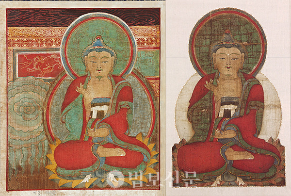 사진1) 선암사 53불도, 98x86cm, 1702년(사진 왼쪽). 선암사 53불도, 65x56cm, 1702년(사진 오른쪽). 