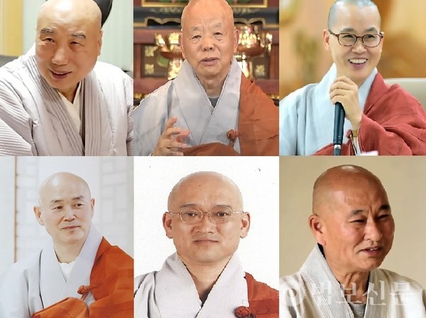 태원 스님, 원오 스님, 정운 스님, 월암 스님, 원창 스님, 수진 스님(시계방향).