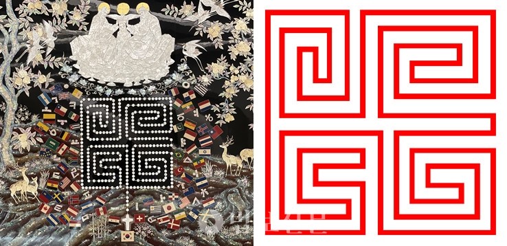 서소문성지 역사박물관에 전시된 초대형 나전칠화.