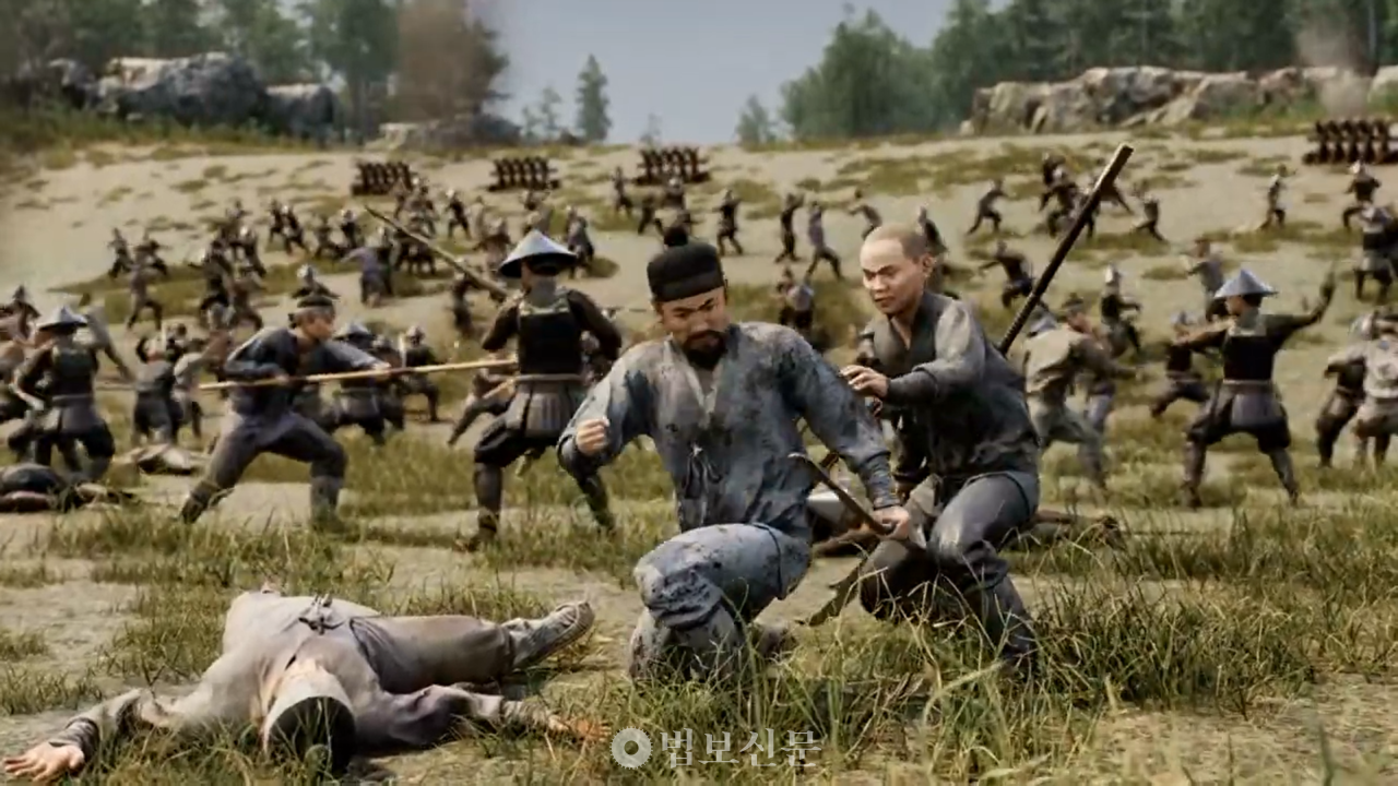 칠백의총기념관이 상영하는 애니메이션 속 조헌 선생과 영규대사. 