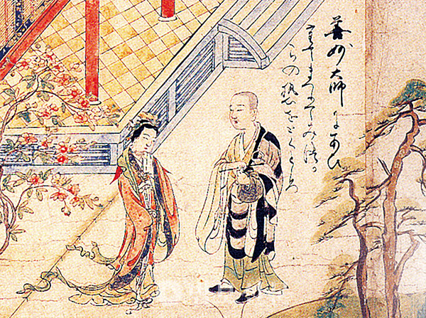 의상 스님을 사모해 단월이 됐던 선묘의 설화를 일본 가마쿠라시대 묘에 스님이 그림으로 엮은 ‘화엄종조사회전’.