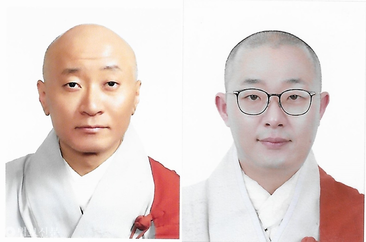  18대 중앙종회의원 직능대표 율원분야 향성 스님(왼쪽), 법제분야 상원 스님(오른쪽).