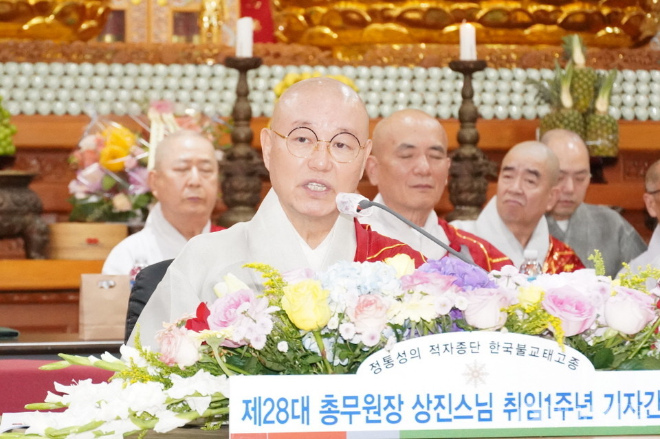 태고종 총무원장 상진 스님은 7월 12일 ‘취임 1주년 기자간담회’를 열어 지난 1년의 소회와 이승만기념관 건립 등 종단 현안에 대한 입장을 밝혔다.