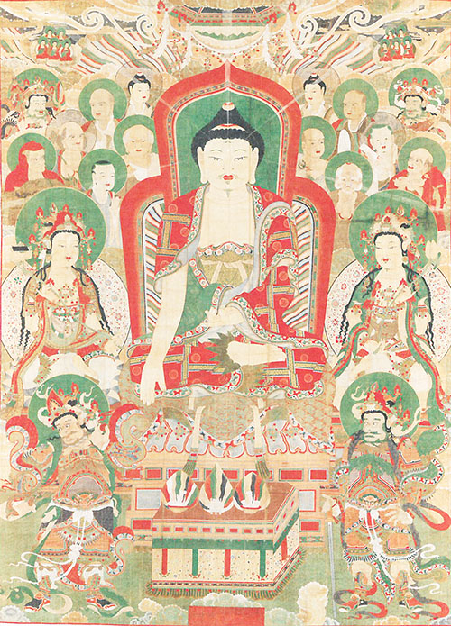 국보로 지정된 화엄사 영산회 괘불탱.